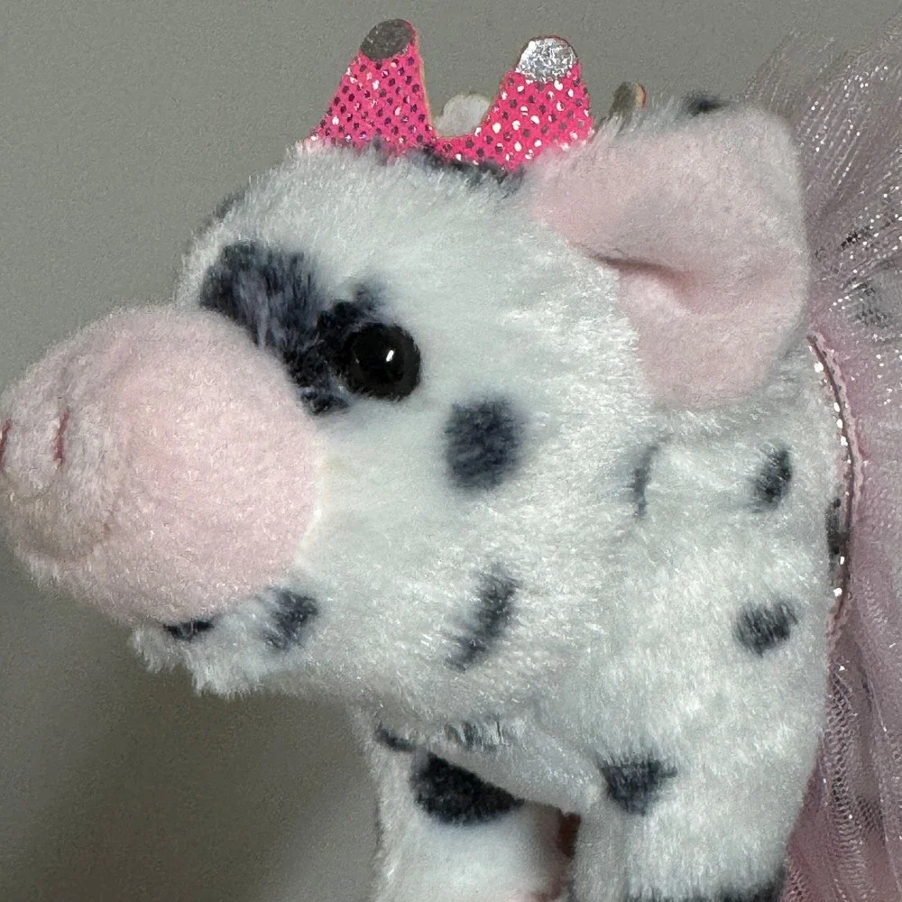 Douglas Plush Spotted Pig Ballerina with Pink Glitter Crown and Tutu‎ 7 Inch